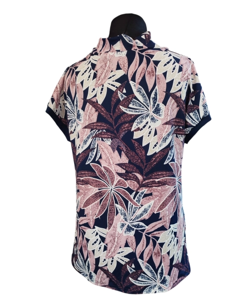 Bluzka z lejącym dekoltem typu woda - liście paproci